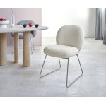 Chaise - de - salle - � - manger nube - flex boucl� blanc pied trap�ze acier inoxydable ressorts ensach�s ...