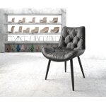 Chaise - de - salle - � - manger taimi - flex cuir v�ritable noir 4 - pieds conique noir