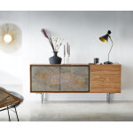 Commode juwelo 175 cm acacia naturel avec placage de pierre