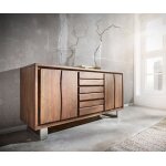 Commode live - edge 147 cm acacia marron 3 tiroirs 2 portes Commode live - edge 147 cm acacia marron 3 tiroirs 2 portes