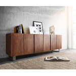 Commode live - edge 220 cm massif acacia marron 6 portes buffet