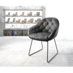 Fauteuil gaio - flex cuir v�ritable noir cadre patin noir