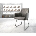 Fauteuil greg - flex gris antique cadre patin noir Fauteuil greg - flex gris antique cadre patin noir