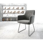 Fauteuil greg - flex velours gris cadre patin noir