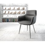 Fauteuil pejo - flex cuir v�ritable noir 4 - pieds conique acier inoxydable