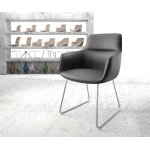 Fauteuil pejo - flex cuir v�ritable noir cadre patin acier inoxydable