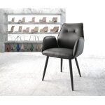 Fauteuil zoa - flex cuir vritable noir 4 - pieds conique noir