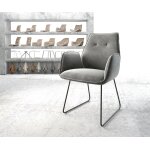 Fauteuil zoa - flex velours gris cadre patin noir