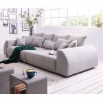 Grand - canap violetta 310x135 cm gris matelass avec coussin