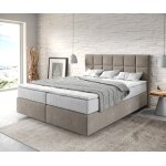 Lit - � - sommier - tapissier dream - fine 160x200 cm microfibre beige avec matelas tfk et surmatelas ...