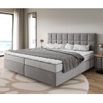 Lit - � - sommier - tapissier dream - fine microfibre gris 200x200 cm matelas bonell surmatelas pu