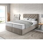 Lit - � - sommier - tapissier dream - great 140x200 cm microfibre beige avec matelas tfk et surmatelas ...