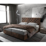 Lit - à - sommier - tapissier dream - great 180x200 cm marron vintage avec matelas et surmatelas Lit - à - sommier - tapissier dream - great 180x200 cm marron vintage avec matelas et surmatelas