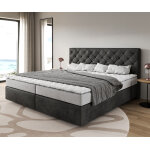 Lit -  - sommier - tapissier dream - great microfibre anthracite vintage 200x200 cm matelas bonell surmatelas ...