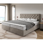Lit -  - sommier - tapissier dream - great microfibre beige 200x200 cm matelas bonell surmatelas pu