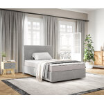 Lit - � - sommier - tapissier dream - well 120x200 cm velours c�tel� gris argent� avec matelas et surmatelas ...