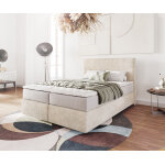 Lit -  - sommier - tapissier dream - well 140x200 cm velours ctel beige avec matelas  ressorts ensachs ...
