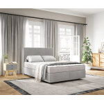 Lit - à - sommier - tapissier dream - well 140x200 cm velours côtelé gris argenté avec matelas et surmatelas ... Lit - à - sommier - tapissier dream - well 140x200 cm velours côtelé gris argenté avec matelas et surmatelas ...
