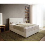 Lit - à - sommier - tapissier dream - well 160x200 cm bouclé crème - blanc avec matelas à ressorts ensachés ... Lit - à - sommier - tapissier dream - well 160x200 cm bouclé crème - blanc avec matelas à ressorts ensachés ...