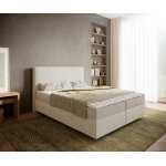 Lit -  - sommier - tapissier dream - well 160x200 cm boucl crme - blanc avec matelas et surmatelas ...