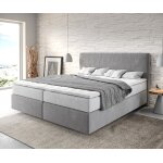 Lit - à - sommier - tapissier dream - well 180x200 cm microfibre gris avec matelas tfk et surmatelas ... Lit - à - sommier - tapissier dream - well 180x200 cm microfibre gris avec matelas tfk et surmatelas ...