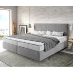 Lit -  - sommier - tapissier dream - well microfibre gris 200x200 cm matelas bonell surmatelas pu