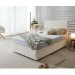 Lit - � - sommier - tapissier dream - well velours c�tel� beige 120x200 cm matelas tfk visco - surmatelas ...