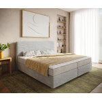 Lit -  - sommier - tapissier dream - well velours ctel gris argent 200x200 cm matelas bonell pu - ...