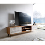 Meuble - tv kleo 200 cm acacia naturel 2 portes pied querre mtal noir