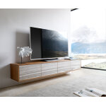 Meuble - tv kleo 200 cm acacia naturel 4 portes flottantes