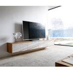 Meuble - tv kleo 220 cm acacia nature 4 portes flottantes