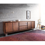 Meuble - tv live - edge 200 cm acacia marron 4 portes 2 tiroirs