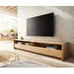 Meuble tv live - edge 230 cm chne naturel 4 tiroirs bordure d'arbre massif