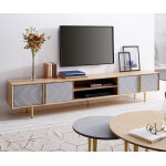 Meuble - tv metropolitan 240 cm mango nature 4 portes bton laiton