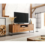 Meuble - tv nook 175 cm sheesham naturel 2 portes 2 tiroirs