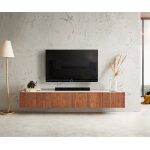 Meuble - tv secara 200 cm acacia marron 4 portes marbre flottant Meuble - tv secara 200 cm acacia marron 4 portes marbre flottant