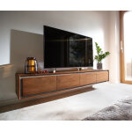 Meuble - tv stonegrace 200 cm acacia marron plaqu� pierre 4 portes en suspension