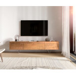 Meuble - tv wyatt 175 cm acacia nature 2 portes 1 abattant design