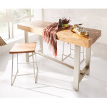 Table - bar blokk 165x60 cm cadre métallique acacia nature Table - bar blokk 165x60 cm cadre métallique acacia nature