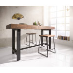 Table - bar blokk 165x60cm acacia marron avec cadre en métal Table - bar blokk 165x60cm acacia marron avec cadre en métal
