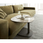 Table - basse elenya 60x60 cm c�ramique minas melange blanc - beige pi�tement effet titane