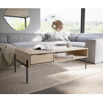 Table - basse henora 120x60 cm manguier white wash m�tal noir 1 tiroir