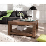 Table basse indra acacia brun 80x80 étagère en bois massif Table basse indra acacia brun 80x80 étagère en bois massif