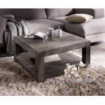 Table - basse indra acacia platine 80x80 cm en bois massif avec étagère Table - basse indra acacia platine 80x80 cm en bois massif avec étagère