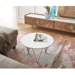 Table - basse luminoso 60x60 cm marbre blanc avec cadre en métal Table - basse luminoso 60x60 cm marbre blanc avec cadre en métal