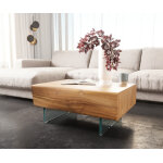Table basse new live - edge 80x60 cm acacia naturel 2 tiroirs pieds en verre Table basse new live - edge 80x60 cm acacia naturel 2 tiroirs pieds en verre