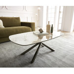 Table - basse sarita 120x70 cm c�ramique minas melange blanc - beige pi�tement finition effet titane