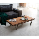 Table - basse stonegrace 117x60 cm acacia brun ardoise pied en v noir
