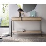 Table - console henrika 120x40 cm manguier white wash m�tal noir 2 tiroirs