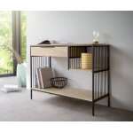 Table - console liborio 110x40 cm mango white wash m�tal noir 1 tiroir